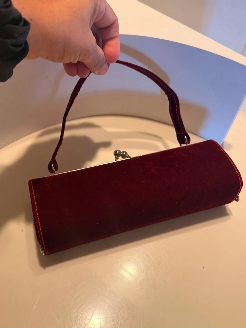 Velvet Evening Clutch Wristlet in Deep Burgundy